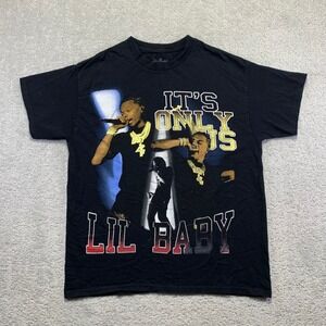 Lil Baby Its Only Us Graphic Print Black T-Shirt Mens Size Large Hip Hop Rap Tee
